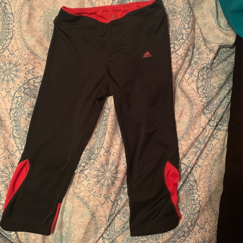 Adidas Grey with Pink Crop Pants